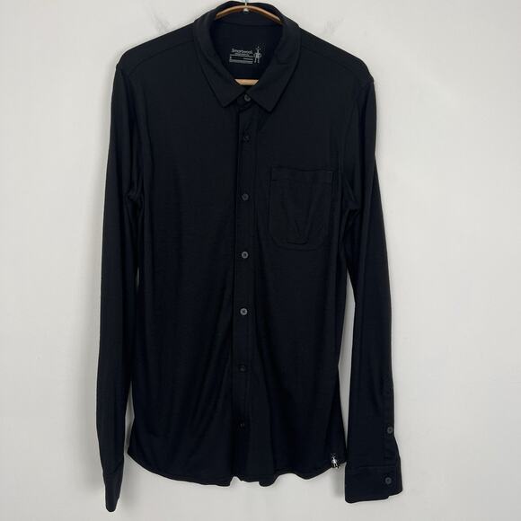 SmartWool Shirt Mens Small Black Merino Sport 150 Long Sleeve Button Office - Picture 1 of 11